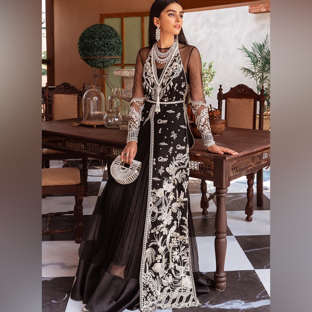 Suffuse by Sana Yasir Pakistani/Indian Wedding Wear Halter Net Jacket Dress